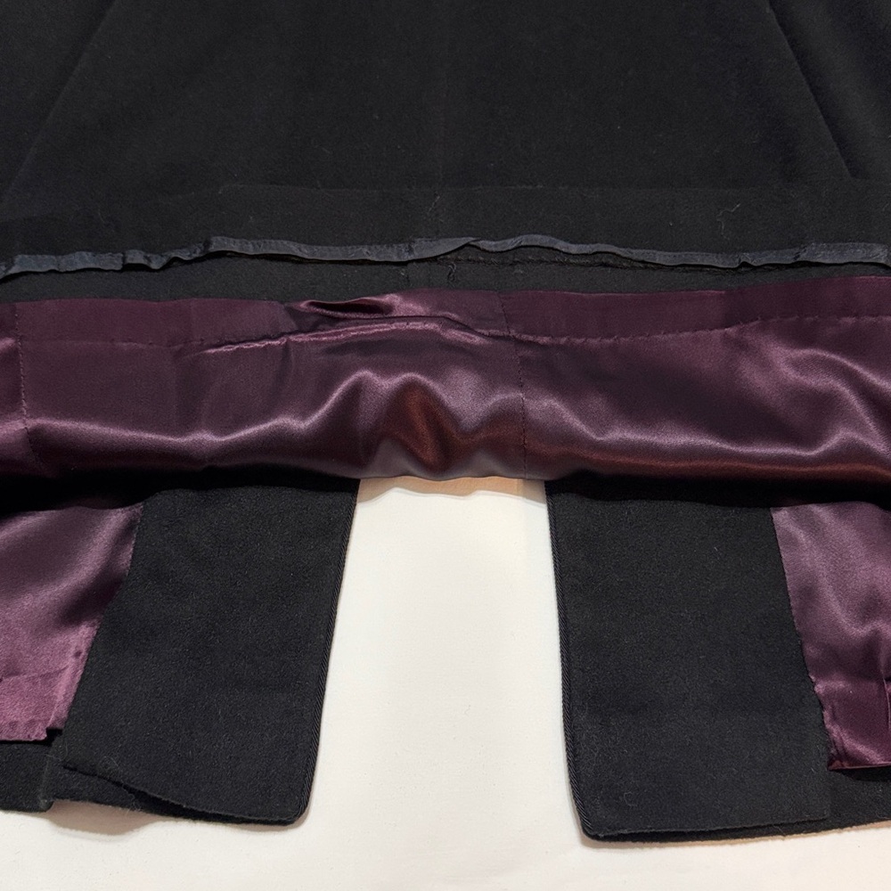 Saks Fifth Avenue Black Midi Flare Wool Coat with Embroidery size 8 - Picture 14 of 15